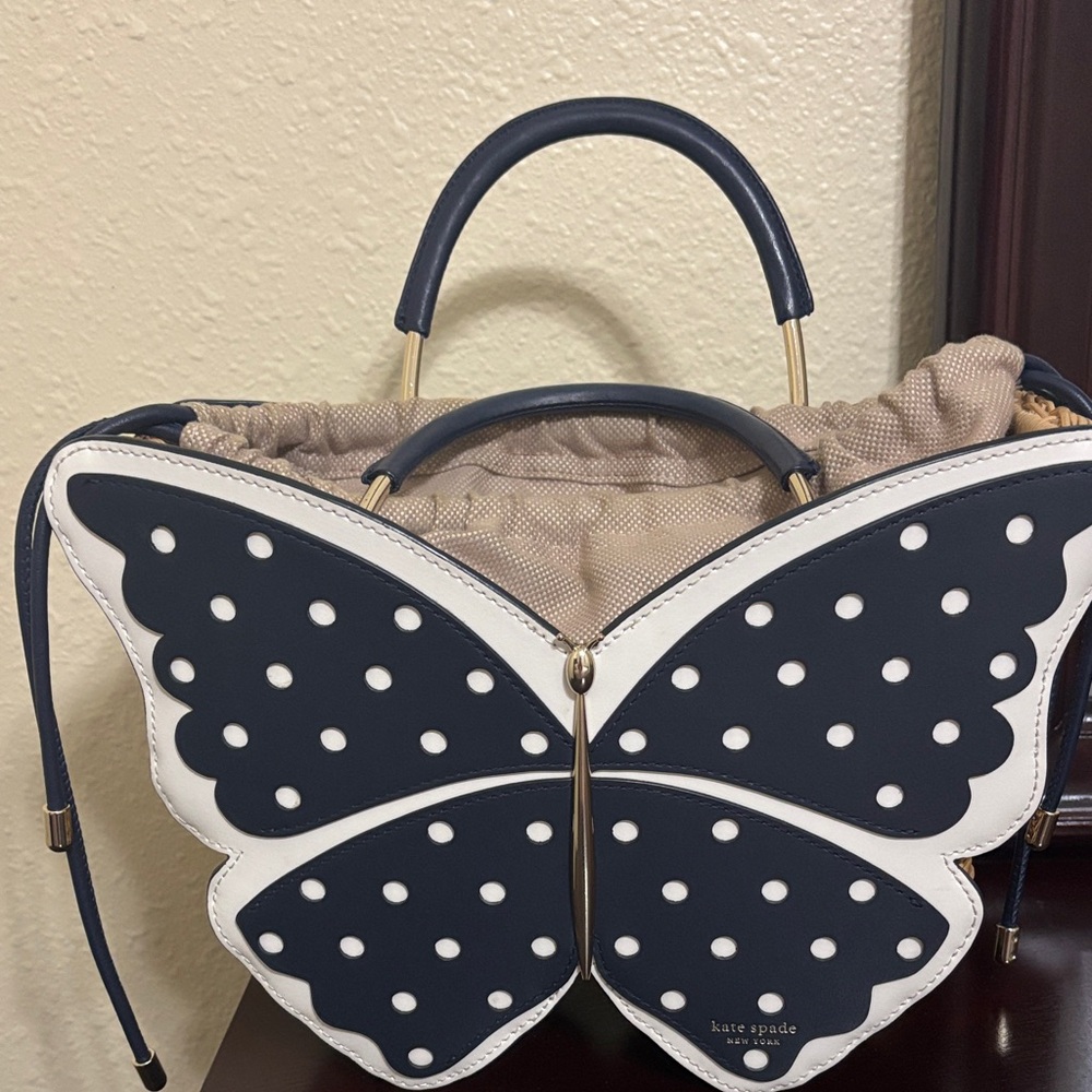 Kate Spade Black and White Polka Dot Butterfly Satchel